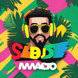 Create a vibrant podcast cover for a reggaeton music podcast titled 'Sabor Sonoro'