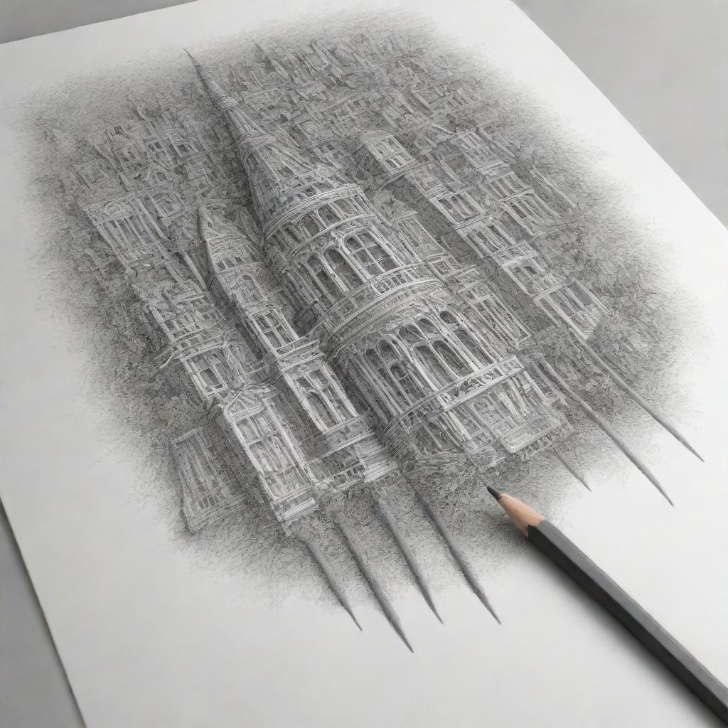 A beautifully detailed 3D pencil drawing for a visually stunning cover and poster design.