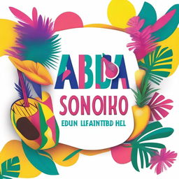 Create a vibrant podcast cover for a Latin music podcast titled 'Sabor Sonoro'