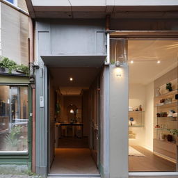 An apartment above a shop, with an interesting design feature: the entrance to the apartment is through the shop.