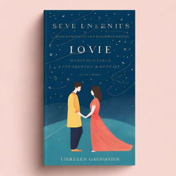 A book cover with a starry background, depicting two lovers separated by time but connected by a bright thread of light that unites them