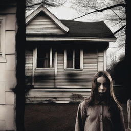 A horror movie poster featuring Courtney, a teenage girl, breaking into her kind neighbor's house on her 16th birthday