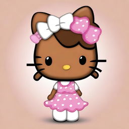 Create a high-definition image of Hello Kitty with a brown skin tone