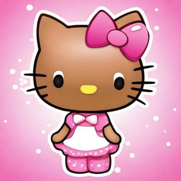 Create a high-definition image of Hello Kitty with a brown skin tone