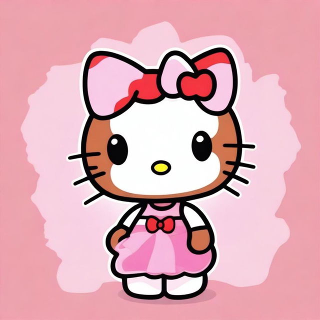 Create a high-definition image of Hello Kitty with a brown skin tone