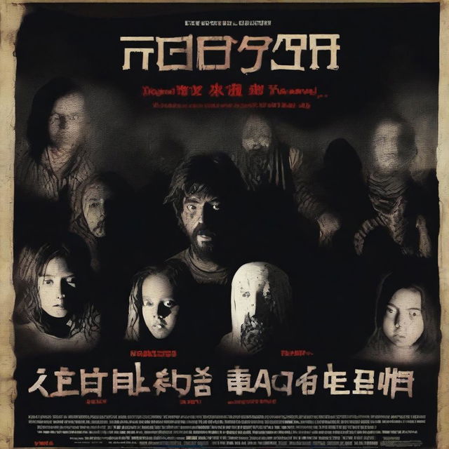 A movie poster featuring two men who have kidnapped a group of girls and are filming their torture on a video camera