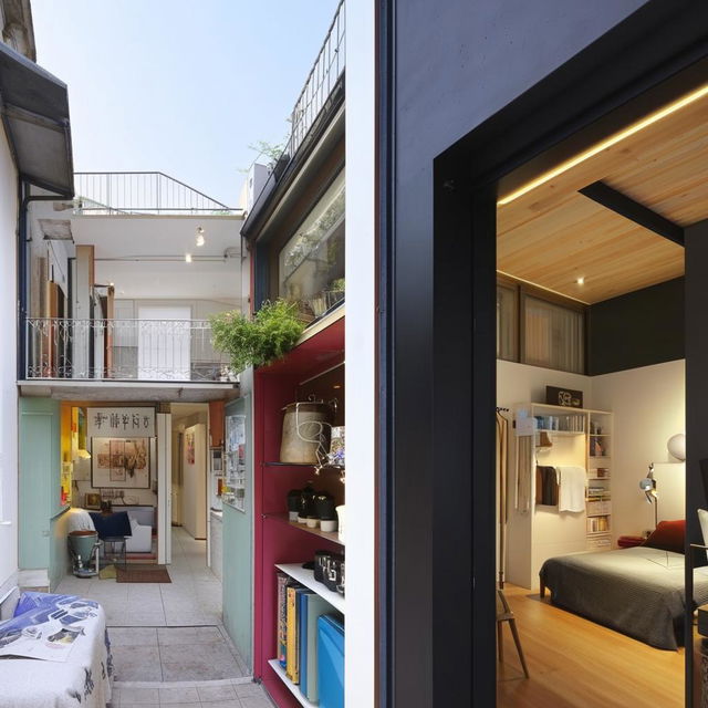 An apartment above a shop, with an interesting design feature: the entrance to the apartment is through the shop.