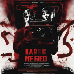 A realistic movie poster without people, focusing on the dark theme of two men who kidnap a group of girls and film their torture