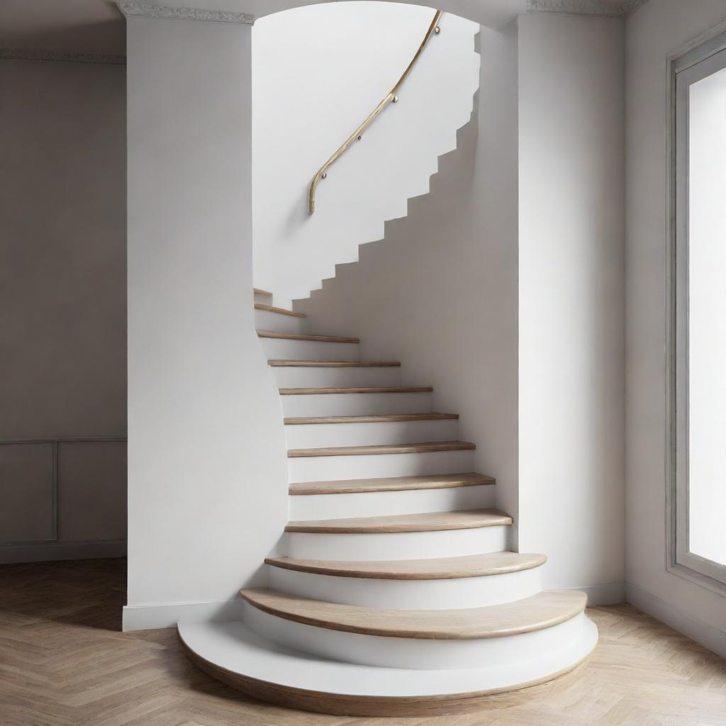 Render a three-dimensional design of a stunning staircase, perfect for a poster.