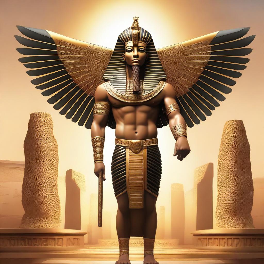 A realistic depiction of Apis, the Egyptian god, portrayed as a champion