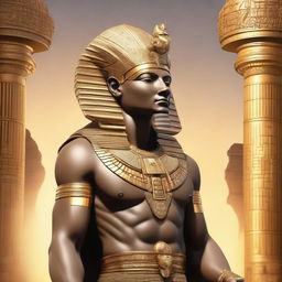 A realistic depiction of Apis, the Egyptian god, portrayed as a champion