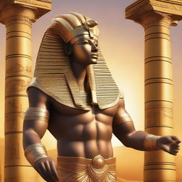 A realistic depiction of Apis, the Egyptian god, portrayed as a champion