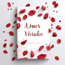 A white Wattpad cover with red rose petals flying across it