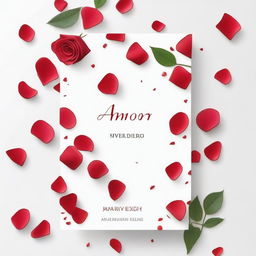 A white Wattpad cover with red rose petals flying across it