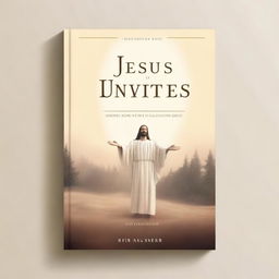 A book cover design featuring Jesus Christ inviting people with open arms