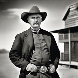 A detailed historical portrait of Thomas 'Bear River' Smith, the first marshal of Abilene