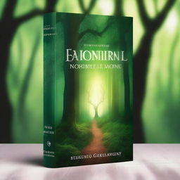 Create a captivating book cover featuring a mystical forest with glowing trees and a hidden path