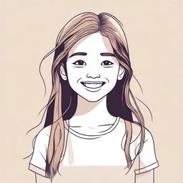 A detailed illustration of a young girl with a cheerful expression