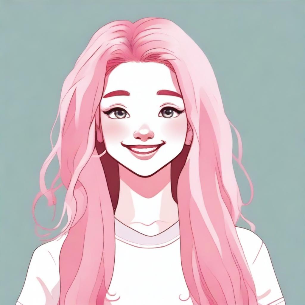 A detailed illustration of a young girl with a cheerful expression