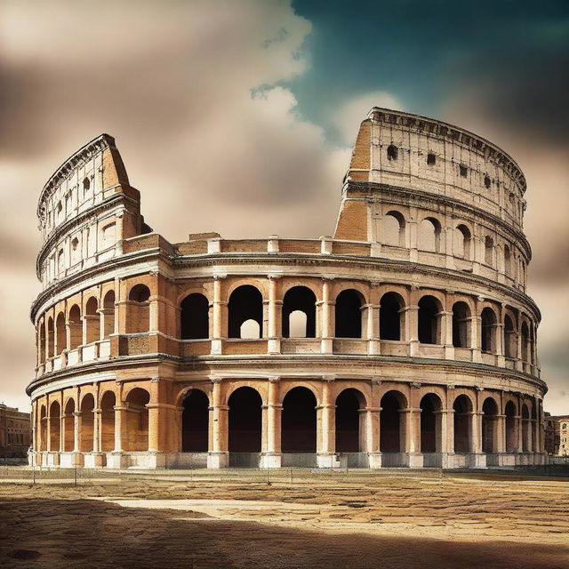 Create a book cover featuring the Colosseum