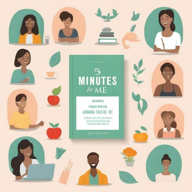 Design a book cover for a business wellness book titled '5 Minutes for Me - Tools to Feel Better Today'