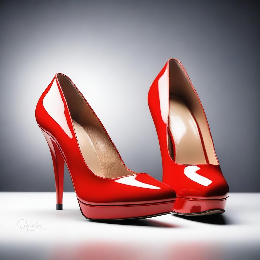 Create an image featuring a pair of red high heels