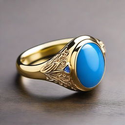 A beautiful gold ring featuring a stunning blue jade stone