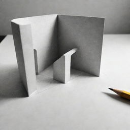 A 3D sketch drawn meticulously with a pencil, showcasing a depth and shading that create an illusion of three-dimensionality.