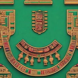 A detailed and vibrant illustration of an Aztec necklace, featuring intricate designs and traditional Aztec patterns