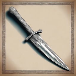 A detailed illustration of an ancient dagger