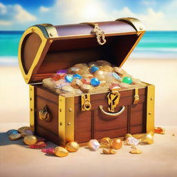 A treasure chest overflowing with gold coins and jewels