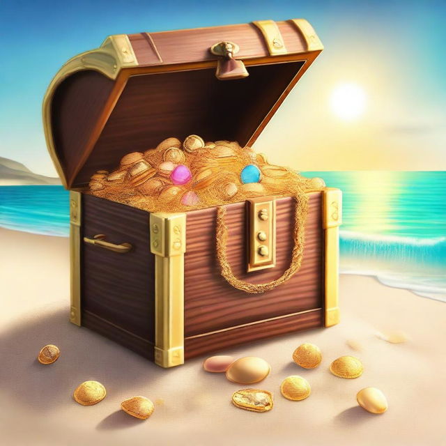 A treasure chest overflowing with gold coins and jewels