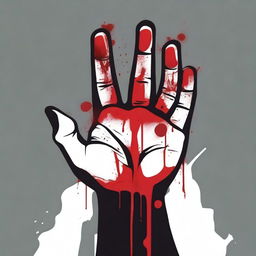 A striking and intense illustration of a fisted hand with blood dripping from it