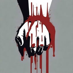 A powerful and intense illustration of a fisted hand dripping blood