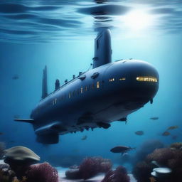 A detailed and realistic submarine, reminiscent of those seen in high-budget movies