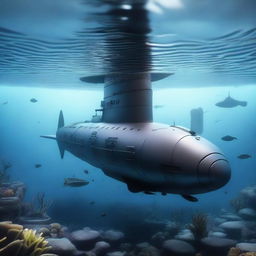 A detailed and realistic submarine, reminiscent of those seen in high-budget movies