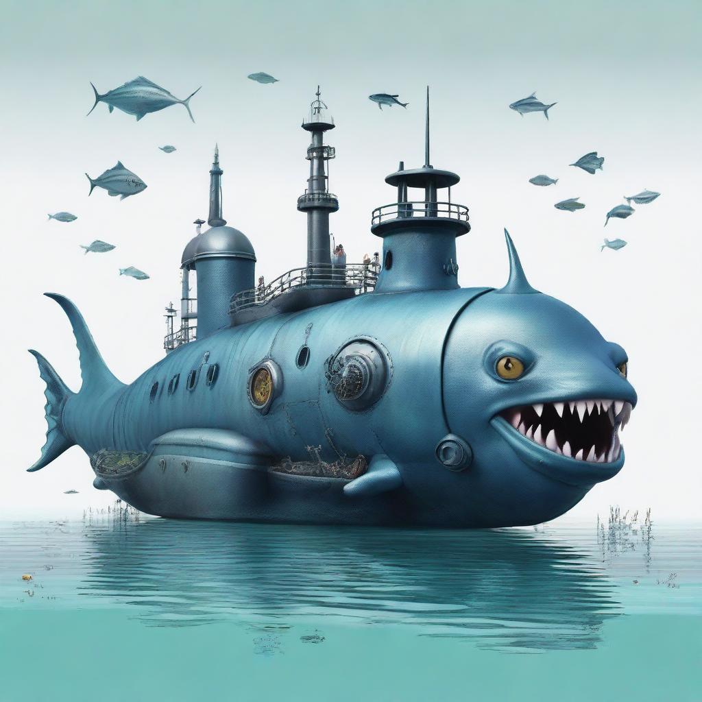 A submarine designed to look like a sea monster