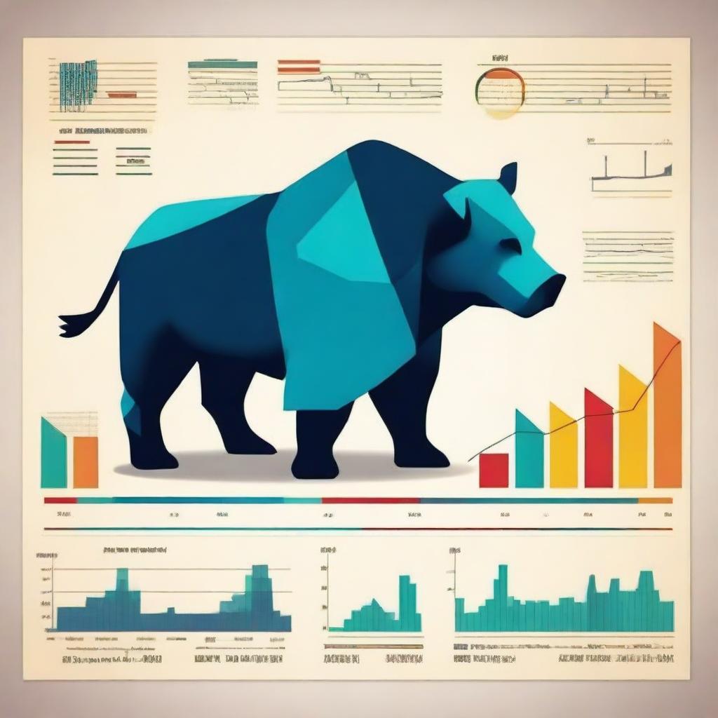 Create a vibrant poster for a song titled 'Market hai meri jaan' featuring stock market elements such as graphs, charts, and bull and bear symbols