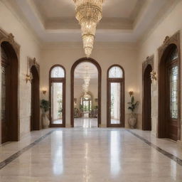 A luxurious, innovative villa entrance hall combining Lebanese antiquity and Spanish flair in a neo-classic design. Features an 8-meter high ceiling and a 3-meter vaulted glass section.