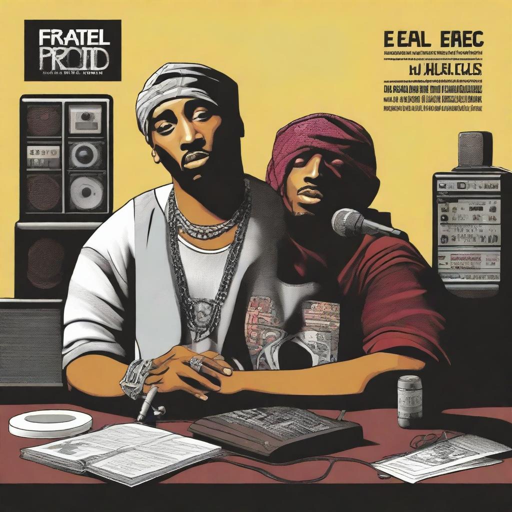 A book cover featuring a 2Pac inspired recording studio scene