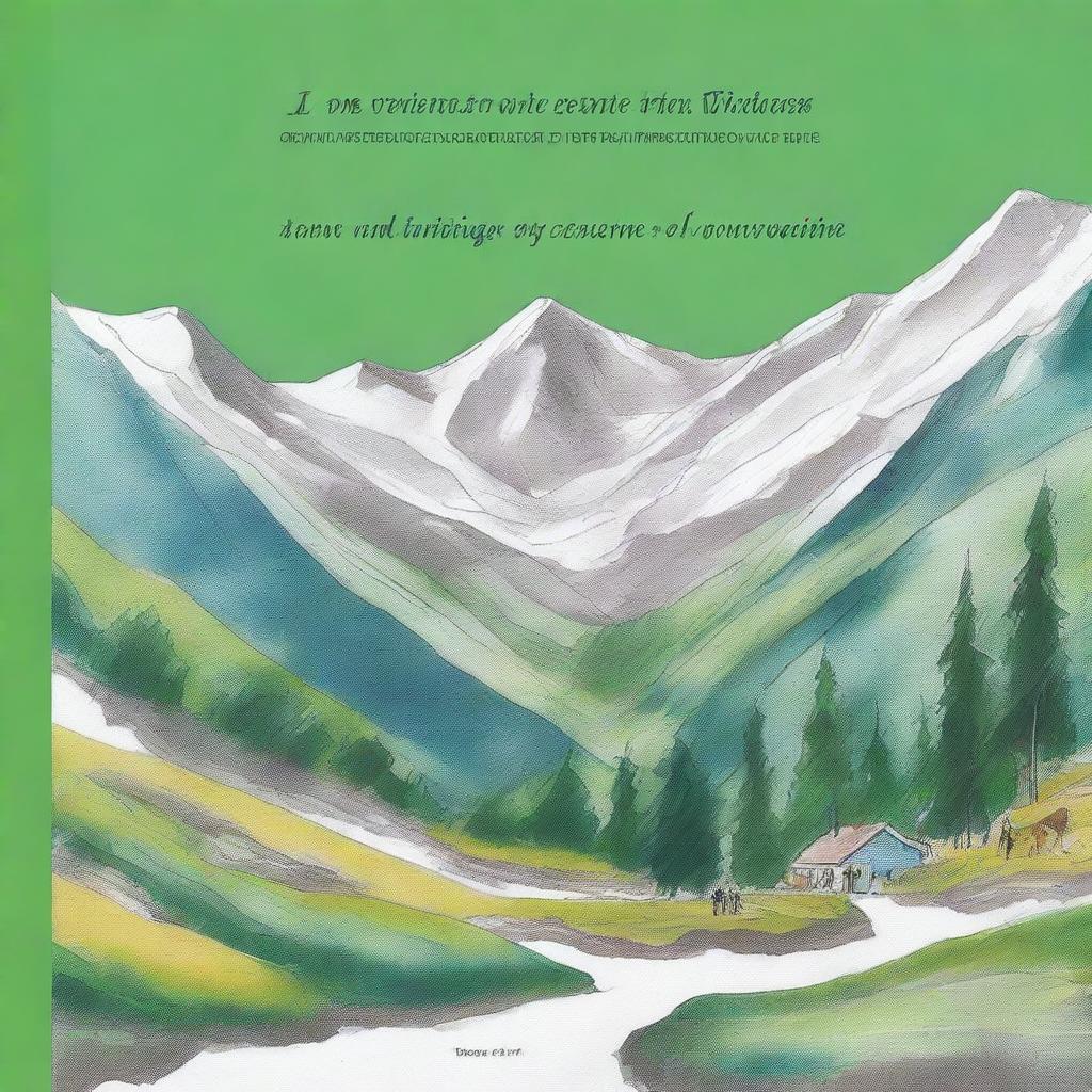 Créez une page de couverture recto/verso pour un livre intitulé 'La Verdoyante et la Sécheresse : Entre Eux les Montagnes