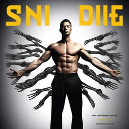 Create a cover featuring a man with 10 arms