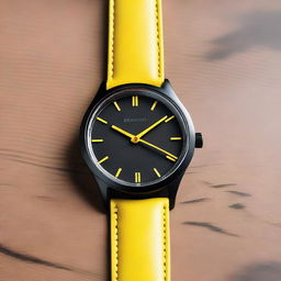 A sleek black watch case with a black watch face