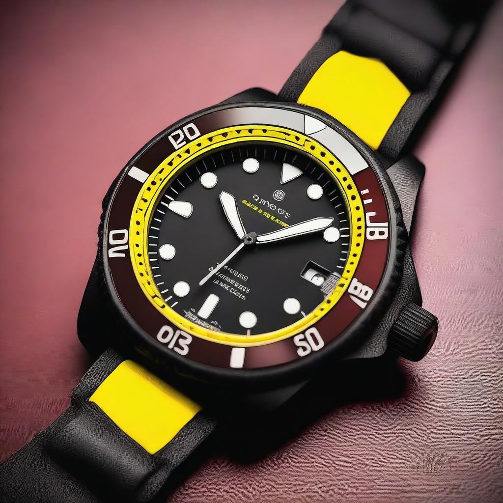 A sleek black diver watch case with a black watch face