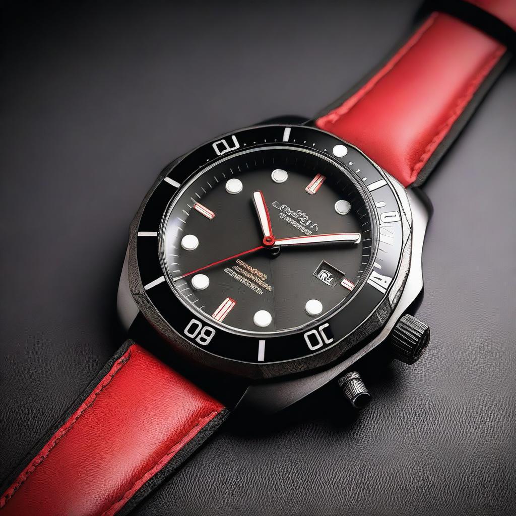 A sleek black diver watch case with a black watch face