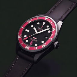 A sleek black diver watch case with a black watch face