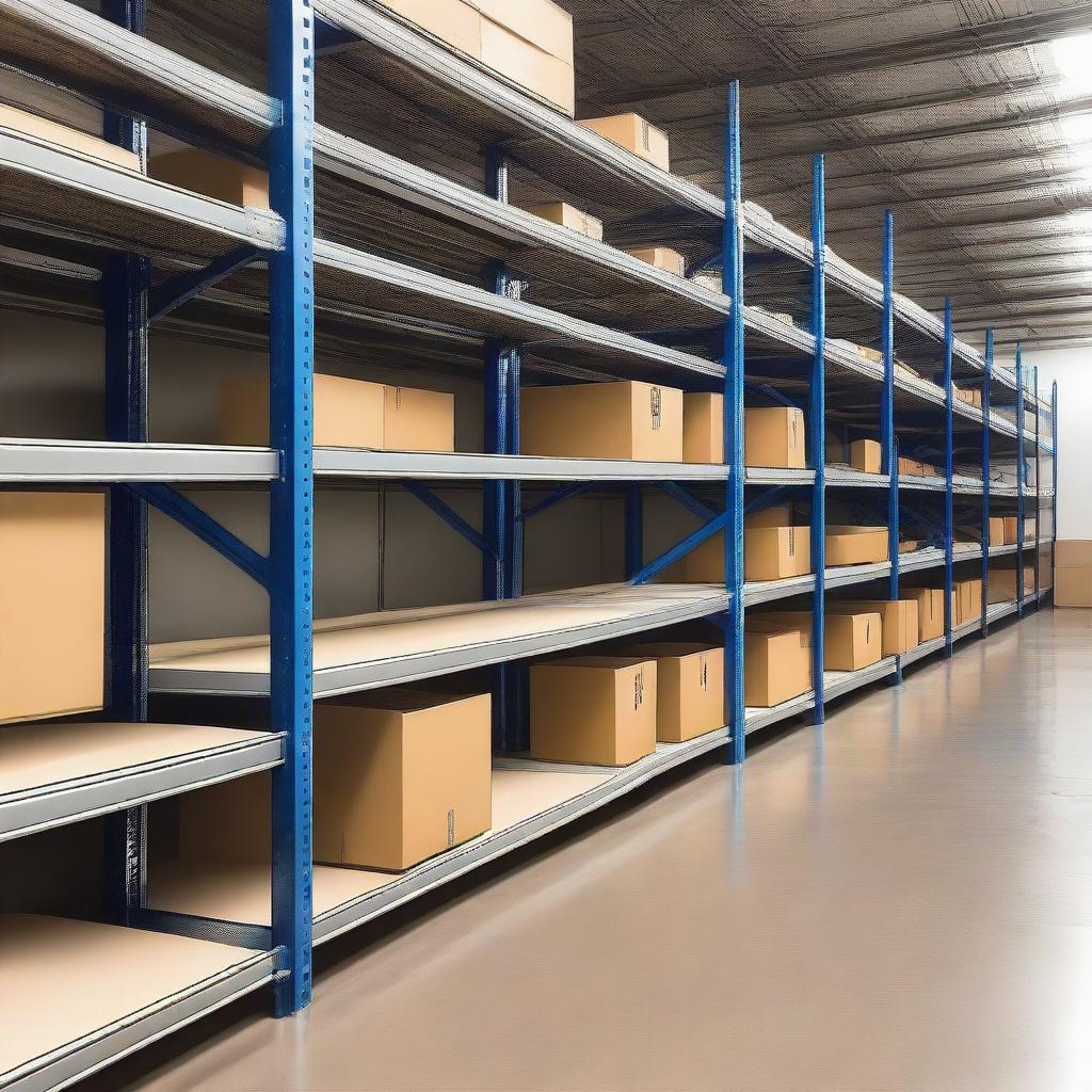 A detailed image of a storage rack for hangers in a logistics warehouse