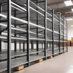 A detailed image of a storage rack for hangers in a logistics warehouse