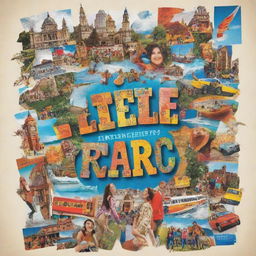 A lively and vibrant college trip poster design featuring a collage of various travel attractions, colorful typography, and enthusiastic students on an adventure, all arranged in a creative and appealing layout.