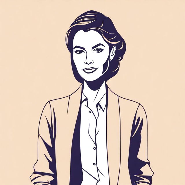 A detailed illustration of a woman standing confidently